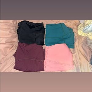 Set of Four Athletic Spandex - Black, Teal, Burgundy, Pink